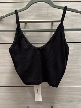NWT Joah Brown Strappy Crop Tank in Vintage Black FlexRib size S/M